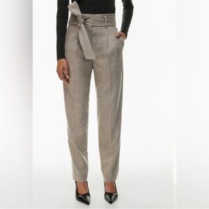 NWOT Aritzia Taupe Women's Belted High Waisted Trousers - Gia Pant Size 8